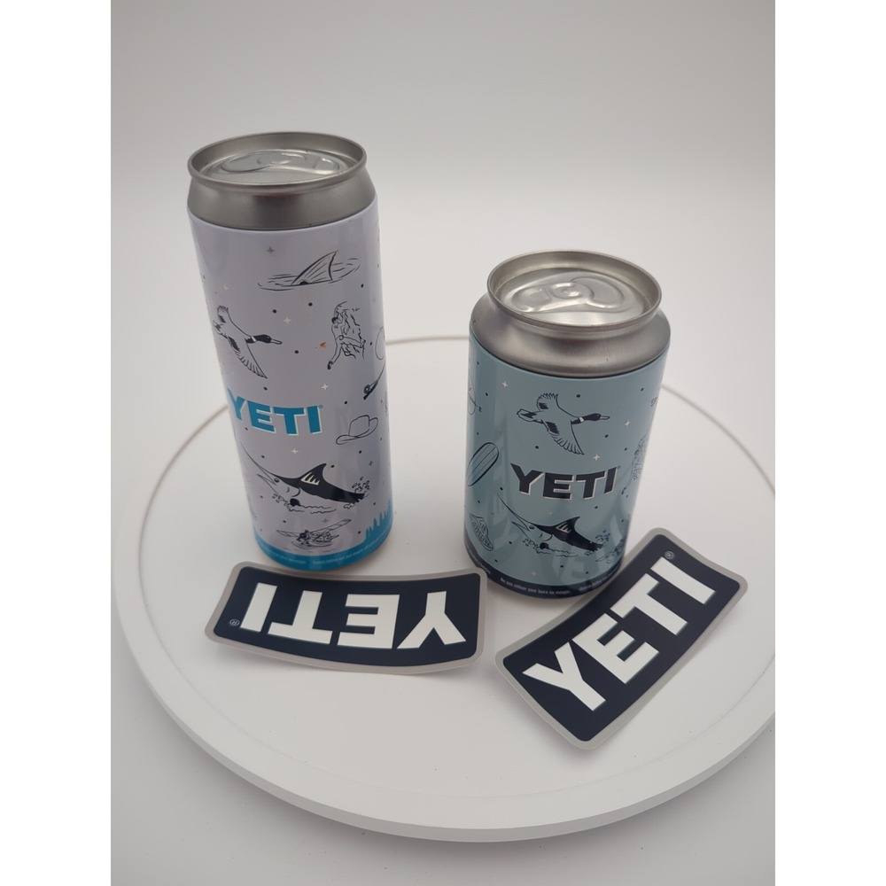 YETI Tall‎ & Standard Can Colster Duo w/ Stickers Limited Wild Graphic Design